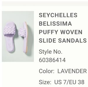 New Seychelles Bellissima Lavender Slide Sandals size 7